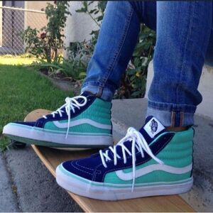 Vans Sk8 Hi Top Sneakers Shoes Slim Blue Cockatoo WOMAN'S Women's 5 Men's 3½